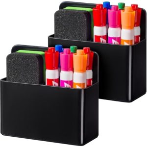 BEYGORM 2 Pack Plastics Magnetic Pen Holder for Refrigerator, Dry Erase Marker Holder for Whiteboard，Magnet School Locker Organizer Accessories, Pen