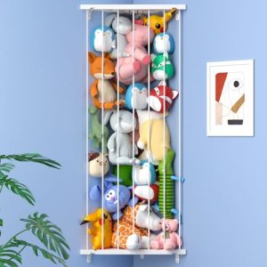 Corner Stuffed Animal Storage Organizer(Patented) - Kids Stuffed Animal Holder with Length Adjustable - Wall Plush Storage for Nursery Playroom Bedroo