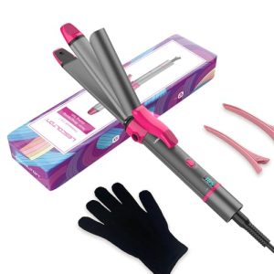 Curling Iron, Lescolton 2 in 1-Curling Wand Travel Hair Straightener, 1 Inch Dual Voltage Curl Wand Barrel, Fast Heating Flat Iron for Girls & Women (