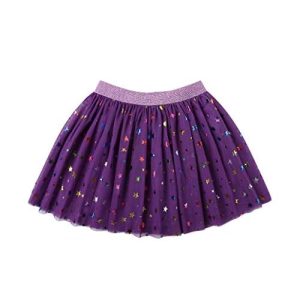DaniChins Girl's Layered Tutu Skirt Tulle Princess Sparkle Skirt Purple 10