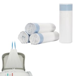 DOEL 60 Count Drawstring Cat Litter Bags for Most Auto Self-Cleaning Litter Box, Cat Litter Box Liners, Replaced Pet Waste Bags, 17.7"x19.7", White Bl