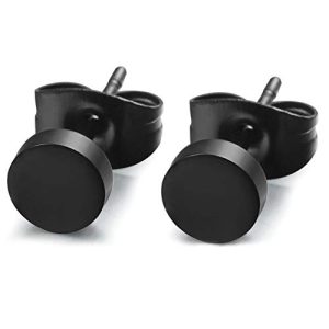 Earrings for Men Black Stud Earrings Mens Earrings Stainless Steel Stud Earrings for Men Women Jewelry 3mm-9mm(ED-01) 2.0 Millimeters