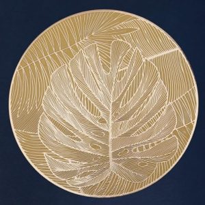 FAVE 6PCS Round Placemats Gold Metallic Vinyl Placemats Set of 6 Slip Resistant Table Mats Wipeable Placemats for Table Decor Wedding Accent（15 x15,