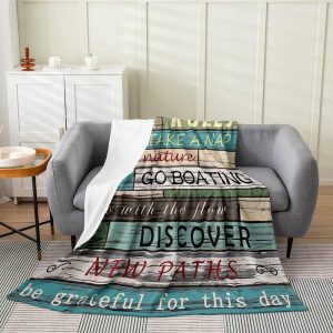 Feelyou Camper Rules Plush Throw Blanket, Happy Camping All Season Bed Blanket, RV Camping Flannel Fleece Blanket, Throw 50"x60" Multi 17 Throw