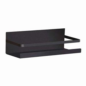 Fridge Spice Rack Organizer Single Tier Magnetic Refrigerator Spice Storage Magnet Shelf, Black