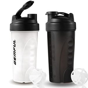 GEMFUL Shaker Bottle for Protein Mixes 28 oz BPA-Free Leak Proof Shaker Smothies Cups with Sports Gym Mixer 2 Pack