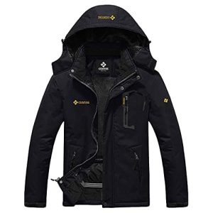 GEMYSE Men's Mountain Waterproof Ski Snow Jacket Winter Windproof Rain Jacket Black Large