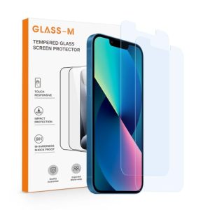 GLASS-M Anti-Blue Light Screen Protector for iPhone 13 Mini, Eye Protection 9H Tempered Glass, Full Coverage Anti Blue Ray Glass Screen Cover, Blue Li