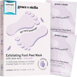 grace & stella Award-Winning Foot Peel Mask - Foot Peeling Mask with Aloe Vera - Moisturizing Foot Mask for Dry Cracked Feet - Foot Exfoliator for Bab