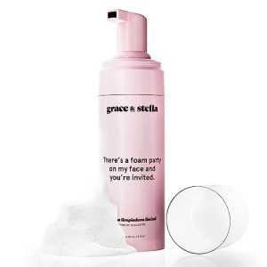 grace & stella Award Winning Travel Face Wash (60ml) Hydrating & Gentle Foaming Facial Cleanser with Hyaluronic Acid, Rose Water, Aloe Vera - Moisturi