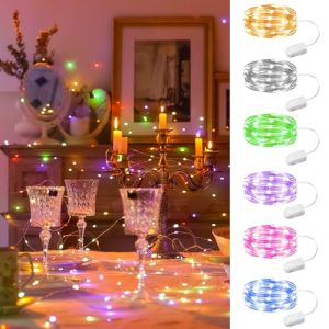 HXWEIYE 6 Pack Multicolor Fairy Lights Battery Operated, 7ft 20LED Mini Fairy String Lights Mason Jar Lights, Waterproof Firefly Starry Lights for DIY