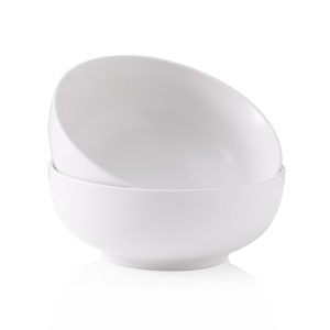 Kanwone Large Serving Bowls - 52 Ounce, Porcelain Salad Bowls, Pasta, Soup Bowls, Set of 2, Serving Dishes for Entertaining, Microwave and Dishwasher