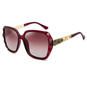 LECKIRUT Oversized Sunglasses for Women Polarized UV Protection Classic Fashion Ladies Shades Black Frame Gray Lens L8-red Frame/Red Lens