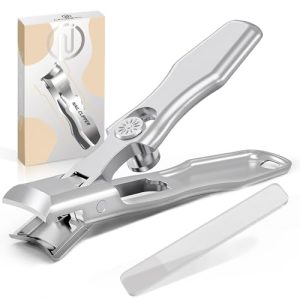 Nail Clippers for Men Thick Nails,INXEN Wide Jaw Opening No Splash Fingernail Clipper with Catcher,German Toe Nail Clippers for Thick Nails for Senior