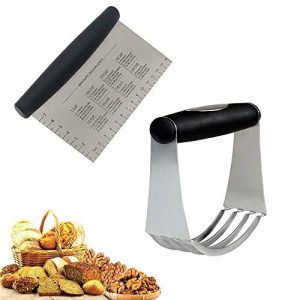 Pastry Blender Bench Scraper For Baking |2PCS Baking Tools Set | Stainless Steel Pizza Dough Cutter Chopper And Butter Blender