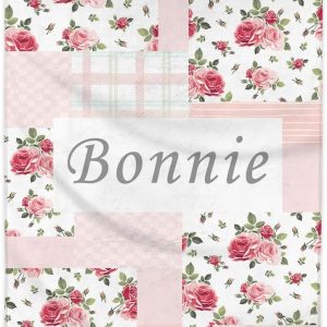 Personalized Baby Blanket for Girls Boys, Custom Baby Blanket with Name, Soft Cozy Customized Baby Blankets for Kids, Pink Flower Blanket Gifts for Ba