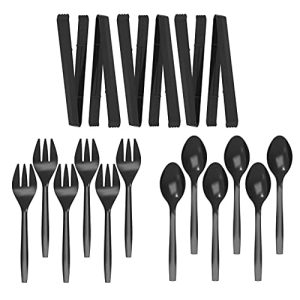 Plastic Serving Utensils Set, 18 Piece, 9" Black