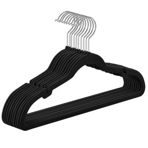 SONGMICS Velvet Hangers 10 Pack, Non-Slip Clothes Hangers, Suit Hangers with Shoulder Notches, Pants Bar, 360° Swivel Hook, Space-Saving, for Closet,
