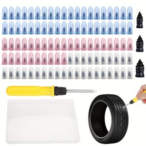 TEMU 100pcs Vacuum Tire Kit, Emergency Roadside Repair, Easy Diy Puncture Tool, For Automobiles & Motorcycles
