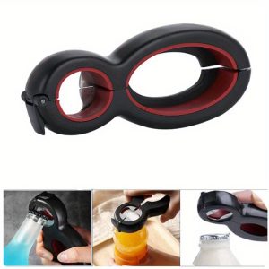 TEMU 6-in-1 Multi Opener - Stainless Steel Manual Jar & Can Opener With Non-slip Ergonomic Handles, Bottle/can Opener, Screwdriver & Corkscrew -