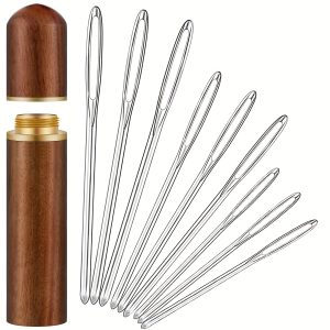 TEMU 9/15 Pcs Large-eye Blunt Needles, Stainless Steel Yarn Knitting Needles, Sewing Needles, Crafting Knitting Weaving Stringing Needles, Finishing