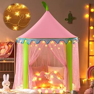 Tiny Land Princess-Tent with Star Lights & Carry Case, Pop Up Play-Tent, Princess Castle Indoor Playhouse, Foldable Kids Play Tent Outdoor, Toddler-Te