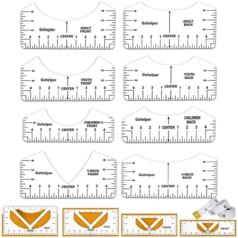 Yolistar Bekleidungslineal – Lineale Zum Nähen, Staffelungslineal Um T-Shirt Design Zu Führen, Tragbares Shirt Alignment Tool, T-Shirt Ausrichtungsw