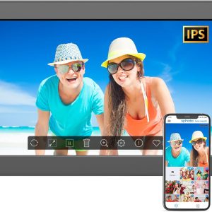 10.1" Digital-Picture-Frame WiFi Digital Photo-Frame - IPS Touch Screen, Motion Sensor, Slideshow, Load Photo Video from Phone to 32GB Smart Frame Via