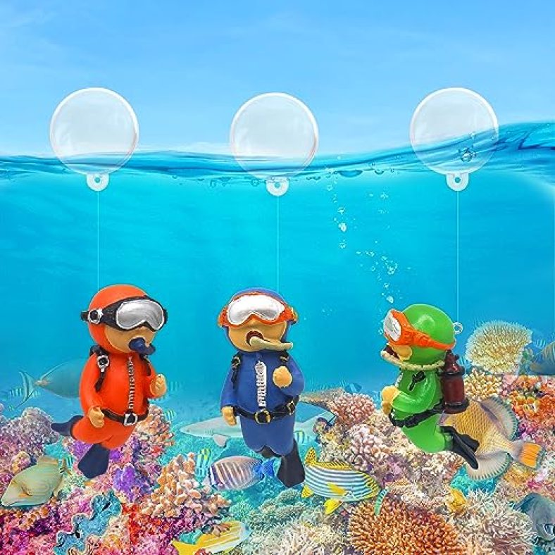 Aquarium Deko 3 Stück Schwimmende Aquarium Dekoration, Taucher Kunstharz Fische Tank Ornaments Cute Klein Taucher Aquarium Landschaft Interessantes A