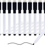 Autoau Whiteboard Stifte, 10 Stück Folienstift Abwischbar Whiteboard Marker Stifte Fineliner Schwarz Dry Erase Marker mit Schwamm für Büro Schule u