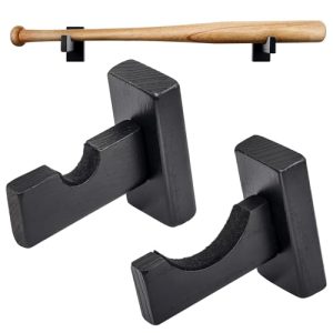 Baseball Bat Display Wall Mount Holder Horizontal Rack Brackets Hanger- Solid Wood Baseball Bat Protect Hidden Black
