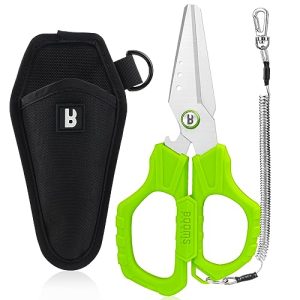 Booms Fishing S04 Fishing Scissors for Braided Line, 6.1" Fishing Line Cutter Saltwater and Freshwater, Multifunctional Fishing Serrated Shears with B