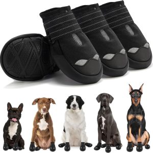 Dog Shoes Large Size Dogs, Waterproof Dog Snow Boots for Large Dogs, Dog Boots & Paw Protectors for Snow Outdoor Walking, Dog Snow Booties for Winter
