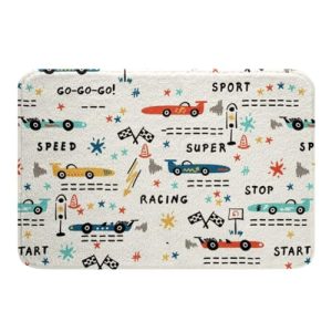 Erosebridal Excavator Doormat Cartoon Car Kids Bath Mat Boys Construction Truck Tractor Area Rug Cartoon Racing Car Bathroom Rugs 16"x24"