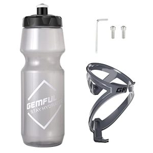 GEMFUL 24 oz Cycling Water Bottle and Cage Set BPA Free Bike Water Bottle Holder Combo Lightweight Leakproof Drink Bottles fits MTB Mountain Road Bicy