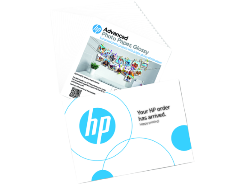 HP Advanced Photo Paper, Glossy, 65 lb, 5 x 5 in. (127 x 127 mm), 20 sheets 49V50A