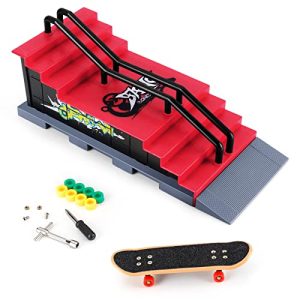 KETIEE Finger Skateboard Ramps Sets, Mini Fingerboard Skateboard Ramps Deck Truck Skate Park Kit Ultimate Parks Training Props Finger Toys for Kids Bi