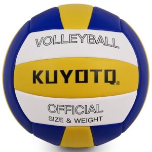 KUYOTQ Volleyball, Indoor Outdoor Volleyball Waterproof Soft Leather Official Size 5 Beach Volleyball for Kids Youth Adults, Game Gym Training(Deflate