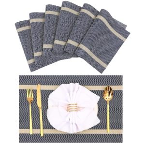 LADY MIRANDA Blue Table Placemats Set of 6 Plastic Placemats Heat Insulation Stain Proof Table Mats Washable Vinyl Placemats for Dining Kitchen Table