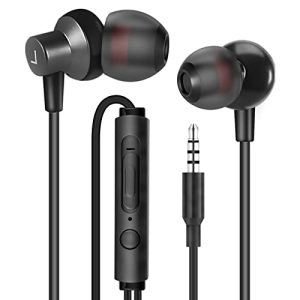 MAS CARNEY Wired In-ear Earphones WI7, Metal Earbuds with Microphone, Volume Remote Control for Smartphone Tablet Computer, Black