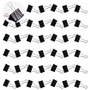 Medium Binder Clips, 30 Pcs Large, Black, 1.25 Inch Paper Binder Clips Clamps,Paperclips Metal Fold Black Binder Clips with Boxes, Binder Clips 32mm f