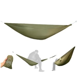 Onewind Camping Hammock, Ultralight Portable Hammock with Adjustable Ridgeline, Outdoor Hammock 20D Ripstop Nylon with 2 * 12Ft Tree Strap, Ideal for