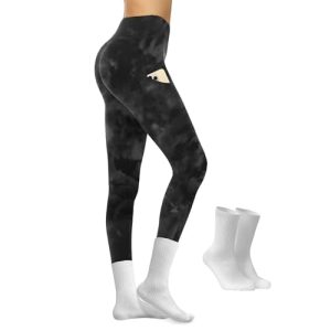 Opuntia High Waisted Workout Yoga Legging with Pockets - Soft Thick Yoga Pants Comfy Stretch Casual Black Green Pink Pants 25“ Inseam Small Black