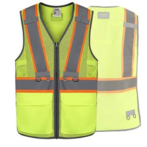 Safety Vest for Men, Reflective vest, Hi-Vis Reflective Vest, class 2, Yellow X-Large