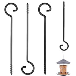 Screw Hooks 12in,Ceiling Hooks 4Pcs Screw-in Hooks,Birds House Christmas Lights and Curtain Hooks,Kitchen Hooks,Plants Hanger Outdoor/Indoor Hooks (4P