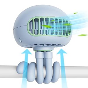 SmartDevil 3 Speed Portable Clip Stroller Fan with Flexible Tripod, Rotatable Personal Jellyfish Battery Operated Handheld Fan for Car Seat, Treadmill