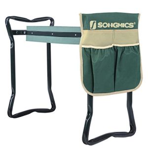 SONGMICS Garden Kneeler and Seat, Multifunctional Garden Kneeling Bench, Gardening Gifts for Women Men, Folding Gardening Stool, with 1 Tool Bag, 6-In