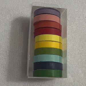 TEMU 10 Rolls/box 0.7cm Wide Tearable Rainbow Washi Tape Masking Tape Handmade Decorative Diy Materials Colored Washi Tape Set/ 10rolls Rainbow Washi