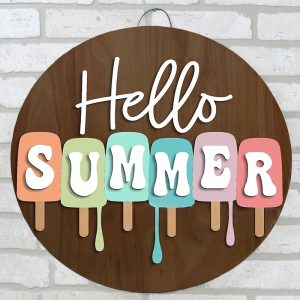 TEMU Hello Summer Sign, Round Door , Summer Welcome Sign