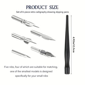 TEMU Slant Calligraphy Set, Comic Nib Set, Liquid Writing Pen, Calligraphy Dip Pen And Nib Set With 5pcs Stainless Steel Nib Replacement Nibs For